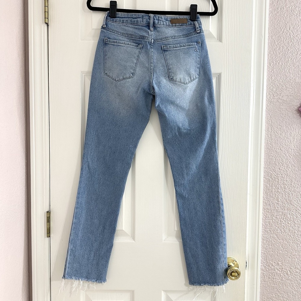 Articles Of Society Light Denim Blue Jenner Wash Mid Rise Straight Slim Jeans 24 - Picture 3 of 6